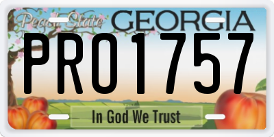 GA license plate PRO1757