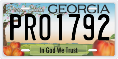 GA license plate PRO1792