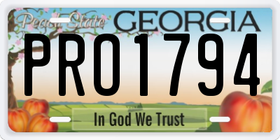 GA license plate PRO1794