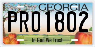 GA license plate PRO1802