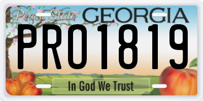 GA license plate PRO1819