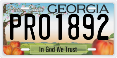 GA license plate PRO1892