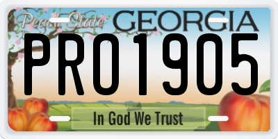 GA license plate PRO1905