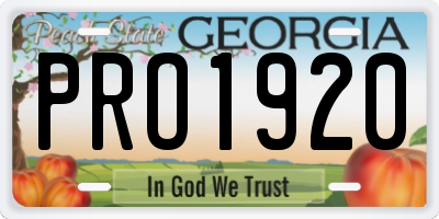 GA license plate PRO1920