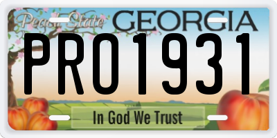 GA license plate PRO1931