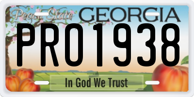 GA license plate PRO1938
