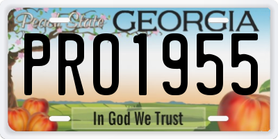 GA license plate PRO1955