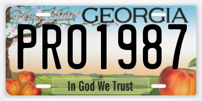GA license plate PRO1987