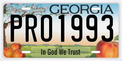 GA license plate PRO1993