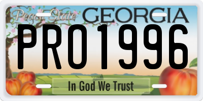 GA license plate PRO1996