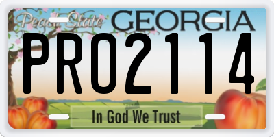 GA license plate PRO2114