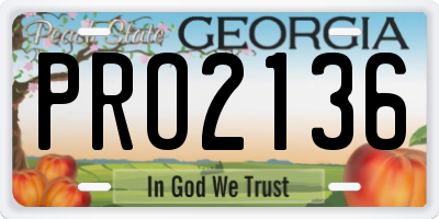 GA license plate PRO2136