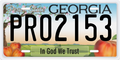 GA license plate PRO2153