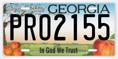 GA license plate PRO2155