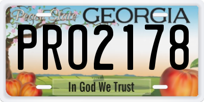 GA license plate PRO2178