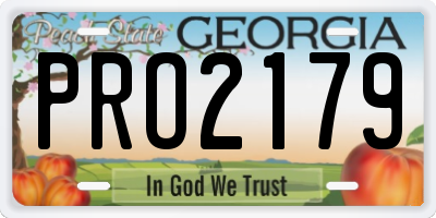 GA license plate PRO2179