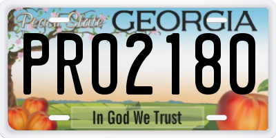 GA license plate PRO2180