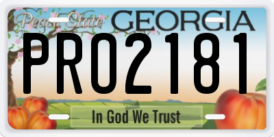 GA license plate PRO2181