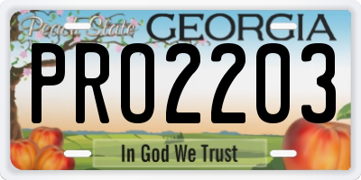 GA license plate PRO2203
