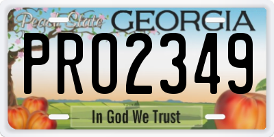 GA license plate PRO2349