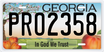 GA license plate PRO2358