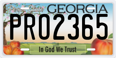 GA license plate PRO2365