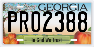 GA license plate PRO2388