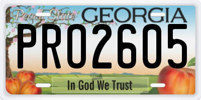 GA license plate PRO2605