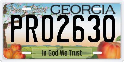 GA license plate PRO2630