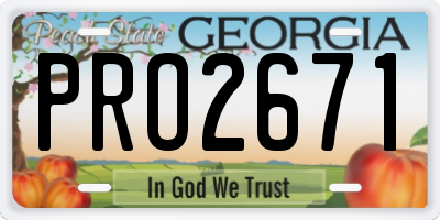 GA license plate PRO2671