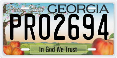 GA license plate PRO2694