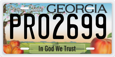 GA license plate PRO2699