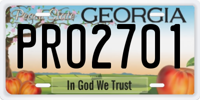 GA license plate PRO2701