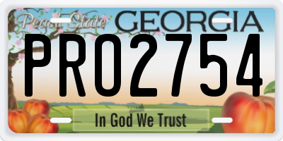 GA license plate PRO2754