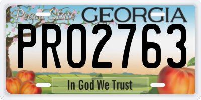 GA license plate PRO2763