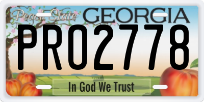 GA license plate PRO2778