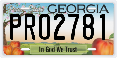 GA license plate PRO2781