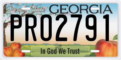 GA license plate PRO2791