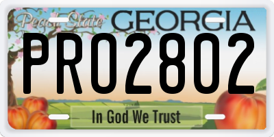 GA license plate PRO2802