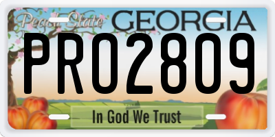 GA license plate PRO2809