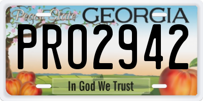 GA license plate PRO2942