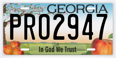 GA license plate PRO2947