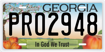 GA license plate PRO2948