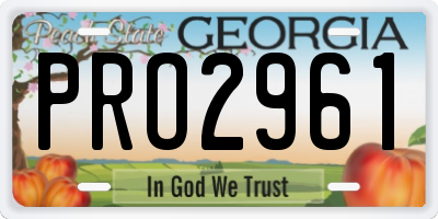 GA license plate PRO2961
