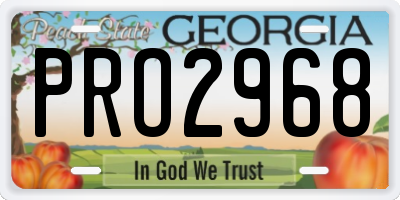 GA license plate PRO2968