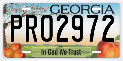 GA license plate PRO2972