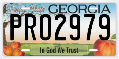 GA license plate PRO2979