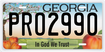 GA license plate PRO2990