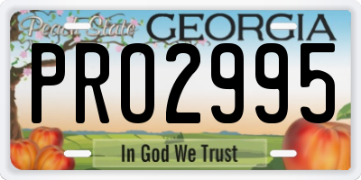 GA license plate PRO2995