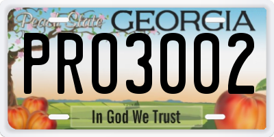 GA license plate PRO3002